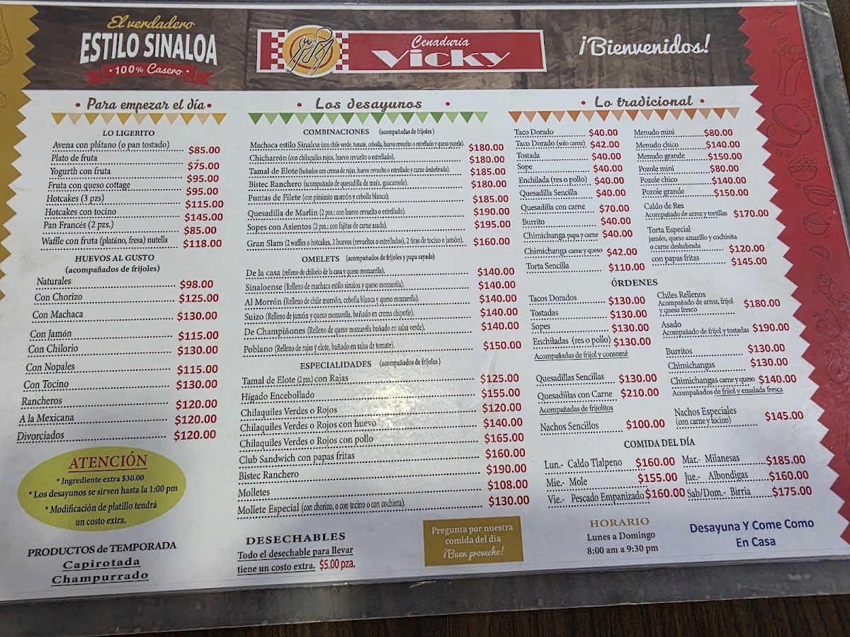 Cenaduria Vicky Villas del Rey Menu - Image 1